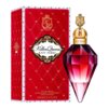 Czerwone opakowanie z wzorem w romby i złotymi detalami, na którym widnieje napis "Killer Queen Katy Perry" oraz flakon perfum w kształcie klejnotu z złotym korkiem. Na opakowaniu znajduje się również tekst: "Eau de Parfum Natural Spray - Vaporisateur Spray Naturel 100 ml e 3.4 FL.OZ.".