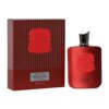 Czerwone opakowanie i flakon perfum z tłoczonym wzorem, na opakowaniu widoczny jest tekst: "Red Carpet Paragon eau de parfum" oraz "e 100ml 3.4 fl.oz". Flakon ma srebrny korek i podobny tłoczony wzór jak opakowanie.