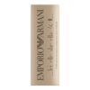Beżowe opakowanie perfum z napisem "EMPORIO ARMANI" oraz "lei elle she ella" i informacją "e 100 ml EAU DE PARFUM VAPORISATEUR SPRAY 3.4 FL. OZ".