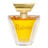 Flakon perfum o złotym kolorze z napisem "Poême" oraz "Lancôme Paris" na dole, z ozdobnym złotym korkiem.