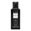 Czarny flakon perfum z napisem "Modest Pour Homme" oraz "UNE" na przodzie, poniżej widnieje logo "AFNAN". Na dole flakonu znajduje się tekst "EAU DE PARFUM VAPORISATEUR e 100ML 3.4 FL OZ".