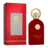 Czerwone opakowanie i flakon perfum z napisem "PHILOS ROSSO" oraz złotym wzorem na obu elementach. Na opakowaniu widnieje również napis "EAU DE PARFUM VAPORISATEUR NATURAL SPRAY" oraz oznaczenie pojemności "100ML 3.4 FL.OZ".