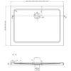 Rysunek techniczny przedstawia prostokątny brodzik z wymiarami 110 x 100 cm, z zaznaczonymi szczegółami takimi jak średnica odpływu 90 mm i inne wymiary konstrukcyjne. Widoczne są linie przekroju A-A oraz oznaczenia wymiarów w milimetrach.