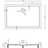 Schemat techniczny prostokątnego brodzika o wymiarach 1100 x 900 mm z otworem odpływowym o średnicy 90 mm, oznaczenia: "Mexen Flow+ brodzik prostokątny 110 x 90 cm, czarny mat - 46R709011H". Widoczne są szczegółowe wymiary i przekrój boczny brodzika.
