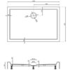 Rysunek techniczny przedstawia prostokątny brodzik o wymiarach 1200 x 900 mm z otworem odpływowym o średnicy 90 mm, umieszczonym 170 mm od krótszej krawędzi. Widoczne są również przekroje boczne z wymiarami wysokości 120 mm i szczegółami konstrukcyjnymi.
