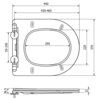 Schemat techniczny deski sedesowej z wymiarami: 440 mm, 430-465 mm, 295 mm, 220 mm, 370 mm, 55-195 mm, 36,5 mm i 22 mm. Produkt to "Mexen deska wolnoopadająca slim, duroplast, biała połysk - 39040100".