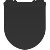 Czarna, matowa deska sedesowa o smukłym profilu, wykonana z duroplastu, widoczna z góry. Produkt ma prosty, nowoczesny design bez widocznych napisów ani logo.