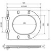 Schemat techniczny deski sedesowej z wymiarami: szerokość 425 mm, długość 360 mm, rozstaw otworów montażowych 65-185 mm, szerokość wewnętrzna 290 mm, wysokość 28 mm. Produkt to "Mexen deska wolnoopadająca slim, duroplast, biała połysk - 39030100".