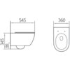 Schemat przedstawia rysunek techniczny miski WC z wymiarami: 545 mm długości, 360 mm szerokości i 345 mm wysokości. Widoczne są również dodatkowe oznaczenia: 180 mm.