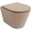 Na zdjęciu znajduje się miska WC w kolorze cappuccino mat, z deską wolnoopadającą typu slim. Produkt ma nowoczesny, minimalistyczny design bez widocznych elementów montażowych.