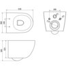 Schemat techniczny przedstawia wymiary miski WC Rimless z deską wolnoopadającą, z oznaczeniami: długość 530 mm, szerokość 360 mm, wysokość 365 mm, oraz średnice otworów: Ø100, Ø55, Ø28. Widoczne są trzy widoki: z góry, z przodu i z boku, z dodatkowymi wymiarami 165 mm i 180 mm.