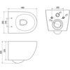 Schemat techniczny przedstawia wymiary miski WC, z widocznymi oznaczeniami: 480 mm, 360 mm, 145 mm, 355 mm, 320 mm, 180 mm oraz średnicami Ø100, Ø55, Ø28. Rysunek zawiera widok z góry, z boku i z przodu, z zaznaczonymi otworami montażowymi.
