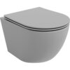 Na zdjęciu widoczna jest szara, matowa miska WC z deską wolnoopadającą typu slim, wykonana z duroplastu. Produkt ma nowoczesny, minimalistyczny design bez widocznych elementów montażowych.