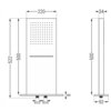 Schemat przedstawia deszczownicę o wymiarach 50 x 22 cm z oznaczeniami wymiarów: 522 mm wysokości, 220 mm szerokości, 34 mm grubości oraz 92 mm głębokości. Widoczne są również oznaczenia przyłączy G1/2.