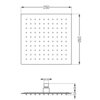 Schemat przedstawia kwadratową deszczownicę o wymiarach 250 x 250 mm z oznaczeniem G1/2 na przyłączu oraz wysokością 40 mm. Widoczne są rozmieszczone otwory na powierzchni deszczownicy.