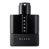 Czarne opakowanie perfum z napisem "PRADA" w pionie na środku oraz "BLACK" na dole. Flakon ma prosty, elegancki design z matowym wykończeniem.