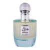 Butelka perfum o pojemności 100 ml z przezroczystym, okrągłym korkiem i etykietą z napisem "Manaal Paris Corner". Szkło butelki ma delikatne pionowe żłobienia, a płyn wewnątrz jest jasny.
