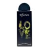 Czarny flakon perfum z napisem "Affection" na górze oraz dużym, ozdobnym napisem "LOVE" z motywem roślinnym. Na dole widnieje tekst "Eau de Parfum 100 ml e 3.4 Fl. Oz".