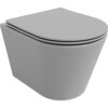 Na zdjęciu widoczna jest szara, matowa miska WC bez kołnierza z wolnoopadającą deską typu slim, wykonana z duroplastu. Produkt ma nowoczesny, minimalistyczny design.