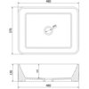 Rysunek techniczny przedstawia umywalkę nablatową o wymiarach 480 x 370 mm z otworem o średnicy 45 mm. Widoczne są przekroje i wymiary: wysokość 130 mm, głębokość 105 mm.