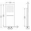 Schemat przedstawia deszczownicę o wymiarach 50 x 22 cm z oznaczeniami wymiarów: 522 mm, 500 mm, 220 mm, 428 mm, 77 mm i 15 mm oraz złącza G1/2. Na rysunku widoczne są otwory na wodę oraz linia wskazująca miejsce montażu.