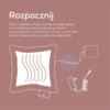 Ilustracja przedstawia schemat poduszki elektrycznej z akcesoriami oraz tekst: "Rozpocznij. Zanim będziesz mógł używać swojego Heaty, musisz jednorazowo połączyć grzejnik z akumulatorem w poduszce. Otwórz w tym celu zamek błyskawiczny i połącz oba elementy."