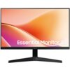 Monitor z czarną ramką i podstawą, wyświetlający gradientowe tło w odcieniach pomarańczowego i różowego z napisem "Essential Monitor S3". Na dolnej ramce widoczne jest logo "Samsung".