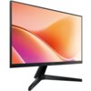 Monitor z czarną ramką i podstawą, wyświetlający abstrakcyjny, pomarańczowo-różowy wzór na ekranie. Na dolnej ramce widoczne jest logo "SAMSUNG".