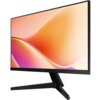 Monitor z cienkimi ramkami, wyświetlający gradient w odcieniach pomarańczowego i różowego, umieszczony na czarnym, trójkątnym stojaku. Na dolnej ramce widoczne jest logo "SAMSUNG".