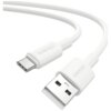 Biały kabel z dwoma złączami: USB i USB-C, z widocznym napisem "USAMS" na obu końcówkach. Kabel jest lekko zakrzywiony, a jego powierzchnia jest gładka.
