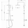 Schemat techniczny zestawu prysznicowego z deszczownicą i baterią termostatyczną, z wymiarami: wysokość 970 mm, szerokość 280 mm, długość węża 1500 mm, średnica deszczownicy 230 mm. Widoczne oznaczenia: G1/2, 22, 400, 235, 820, 40.