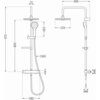 Schemat techniczny zestawu prysznicowego z deszczownicą i baterią termostatyczną, z wymiarami: wysokość 970 mm, szerokość 280 mm, długość węża 1500 mm, średnica deszczownicy 225 mm, odległość od ściany 400 mm. Widoczne oznaczenia: G1/2, 22, 230, 800, 40.