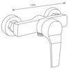 Czarno-biały schematyczny rysunek przedstawia baterię prysznicową z uchwytem, z zaznaczoną długością 17 cm. Produkt ma prostokątny kształt z zaokrąglonymi elementami montażowymi.
