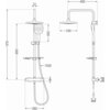 Schemat techniczny zestawu prysznicowego z deszczownicą i baterią termostatyczną, z wymiarami: wysokość 970 mm, szerokość 280 mm, długość węża 1500 mm, średnica deszczownicy 240 mm, długość ramienia 400 mm. Widoczne oznaczenia: G1/2, 22, 250, 800, 40.