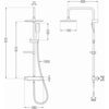 Schemat techniczny zestawu prysznicowego z deszczownicą i baterią termostatyczną, z wymiarami: wysokość 970 mm, szerokość 280 mm, długość węża 1500 mm, średnica deszczownicy 195 mm. Widoczne oznaczenia: G1/2, 22, 235, 810, 400, 40.
