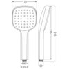 Na ilustracji widoczny jest schemat techniczny słuchawki prysznicowej z wymiarami: szerokość 110 mm, długość 245 mm, długość uchwytu 235 mm, średnica gwintu G1/2, długość gwintu 32 mm, a głębokość 25 mm. Słuchawka ma kwadratowy kształt z zaokrąglonymi rogami i równomiernie rozmieszczonymi dyszami.