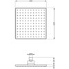 Na zdjęciu znajduje się schemat techniczny kwadratowej głowicy prysznicowej z wymiarami 200x200 mm oraz oznaczeniem przyłącza G1/2. Widoczna jest także wysokość 45 mm oraz grubość 10 mm.