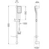 Schemat techniczny zestawu prysznicowego suwanego, czarnego, z oznaczeniami wymiarów: 800 mm, 260 mm, 1500 mm, 22 mm, 84 mm, 105 mm oraz złącze G1/2. Produkt oznaczony jako "Mexen DF54 zestaw prysznicowy suwany, czarny - 785544582-71".
