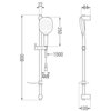 Na zdjęciu znajduje się techniczny rysunek zestawu prysznicowego suwanego z oznaczeniami wymiarów: 800 mm, 250 mm, 1500 mm, 22 mm, 84 mm, 105 mm oraz złącze G1/2. Produkt to "Mexen DF22 zestaw prysznicowy suwany, chrom - 785224582-00".
