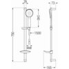 Schemat techniczny zestawu prysznicowego suwanego, czarnego, z oznaczeniami wymiarów: 750 mm, 29 mm, 240 mm, 1500 mm, 73 mm, 165 mm oraz oznaczeniem G1/2.