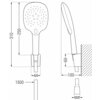 Na ilustracji znajduje się schemat techniczny zestawu prysznicowego z wymiarami: długość całkowita 310 mm, długość słuchawki 250 mm, szerokość 44 mm, długość węża 1500 mm, odległość od ściany 100 mm, wysokość uchwytu 60 mm, oraz oznaczenie gwintu G1/2. Produkt to "Mexen R-22 zestaw prysznicowy punktowy, chrom - 785225052-00".