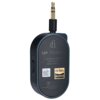 Czarny transmiter z logo "ifi" i napisem "UP TRAVEL" na obudowie, wyposażony w złącze jack. Widoczne są oznaczenia: "Li-ion Battery 480mAh", "3.8V = 1.5Wh", "Model 7518205", oraz naklejka "Hi-Res AUDIO".