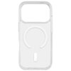 Przezroczyste etui na telefon z widocznym okrągłym wzorem na środku, przeznaczone do Apple iPhone 17 Pro Max. Produkt jest kompatybilny z technologią MagSafe.