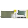 Zielona poduszka elektryczna o wymiarach 50 x 30 cm z widocznym kablem zasilającym, obok znajduje się opakowanie z napisem "Elektryczna poduszka grzewcza" oraz "Cushion Green 50x30". Na opakowaniu widoczne jest logo "Mission Air".