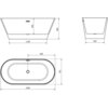 Schemat przedstawia wymiary wanny wolnostojącej o oznaczeniu "Mexen Flavia", z wymiarami 1600 x 750 mm, wysokością 580 mm i szerokością 550 mm, z zaznaczonym przelewem. Widoczne są również szczegółowe wymiary wewnętrzne, takie jak 1100 mm i 800 mm.