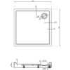 Schemat techniczny kwadratowego brodzika o wymiarach 70 x 70 cm z oznaczeniami wymiarów i średnic, w tym średnicy odpływu 120 mm. Widoczne są linie i oznaczenia wymiarów, takie jak 700, 170, 50, oraz przekrój boczny z dodatkowymi wymiarami.