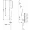 Schemat techniczny przedstawia zestaw prysznicowy z wymiarami: długość 295 mm, szerokość 44 mm, długość węża 1500 mm, odległość od ściany 95 mm, oraz oznaczenie gwintu G1/2. Produkt to "Mexen R-49 zestaw prysznicowy punktowy, biały/złoty - 785495052-25".