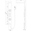 Schemat techniczny przedstawia zestaw prysznicowy z wymiarami: wysokość 1460 mm, szerokość 180 mm, głębokość 80 mm, z elementami takimi jak dysze i pokrętła. Widoczne są szczegółowe wymiary poszczególnych części, w tym długość węża 200 mm oraz szerokość górnej części 600 mm.