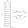 Schemat techniczny przedstawia grzejnik łazienkowy o wymiarach 1500 x 400 mm z oznaczeniami: "WIDOK Z GÓRY", "WIDOK Z DOŁU", "G 1/2”" oraz wymiarami 350 mm i 74 mm. Dodatkowo widoczne są oznaczenia 12x 30x10 oraz 175 i 50 mm.