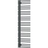Dekoracyjny grzejnik łazienkowy w kolorze antracytowym, o wymiarach 1600 x 500 mm, zbudowany z poziomych, równoległych rur połączonych z pionowym kolektorem. Produkt ma moc 662 W i oznaczenie W101-1600-500-00-66.